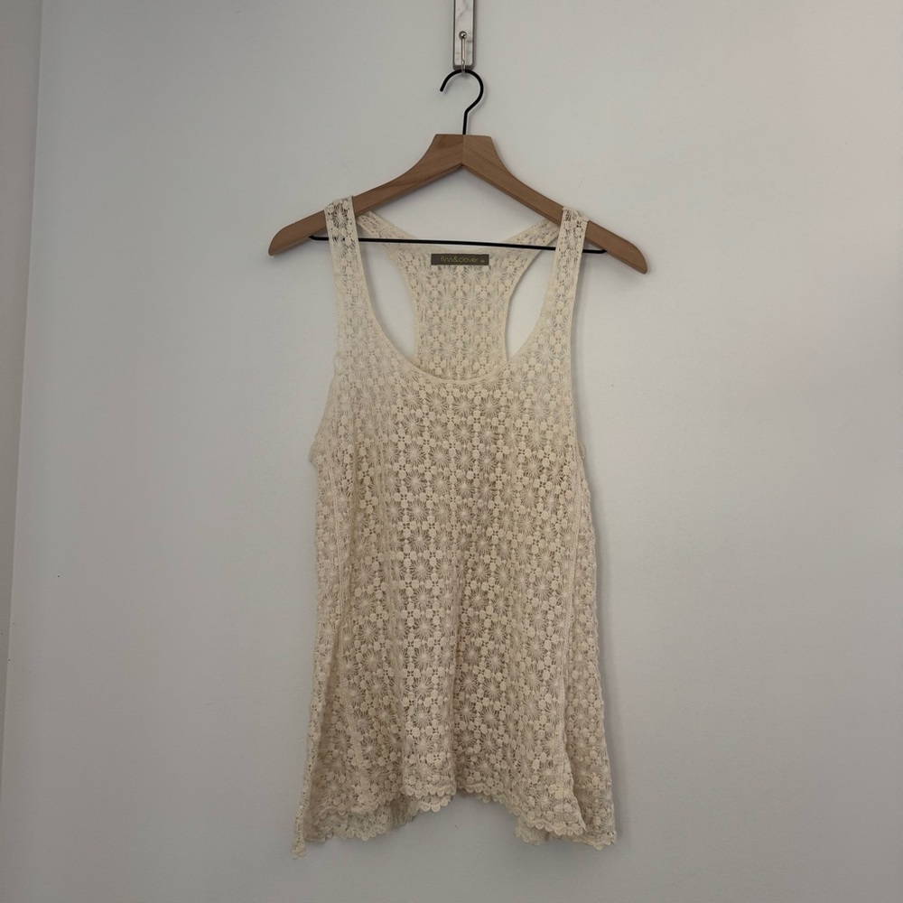 finn & clover Ivory Lace Tank Top Size Medium